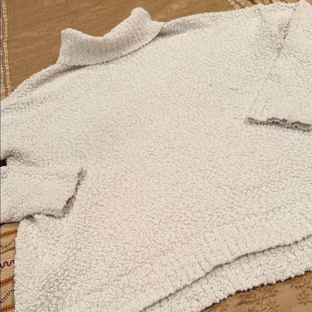 Joseph A. Cowl Neck Sweater with Nubby Texture, cream colored, polyester, L